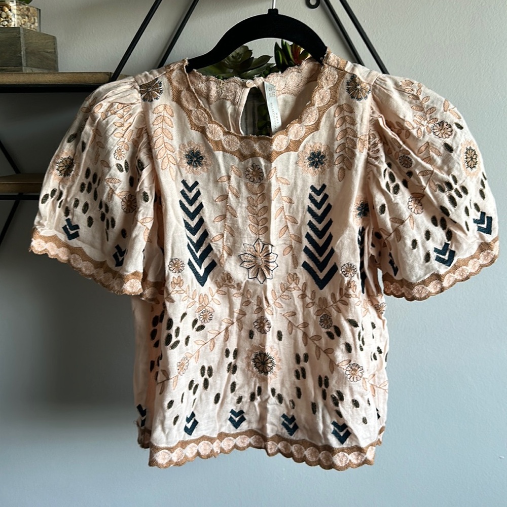 Zara eyelet blouse crop